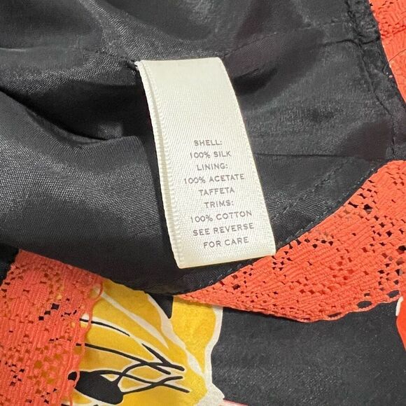 Moulinette Soeurs Black & Yellow Silk Floral Print Halter Neck A-Line Dress Smal - Picture 13 of 13